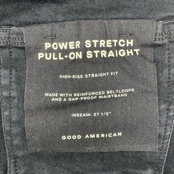 Good American Power Stretch Pull-On Straight Ankle Black Jeans, Size Small NWT - Picture 13 of 16
